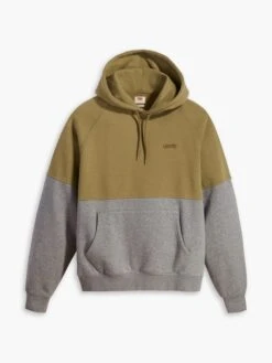 Hoodie In Oliv/ Grau